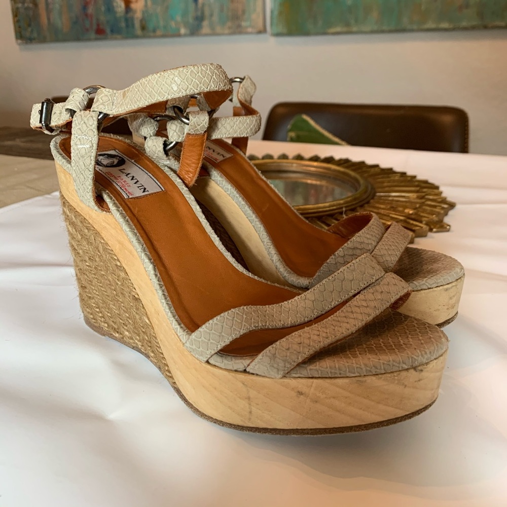 Lanvin Paris wedge platform sandals vintage